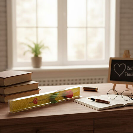 Şeffaf Simli Kutulu Gül - Öğretmenler Günü Hediyesi