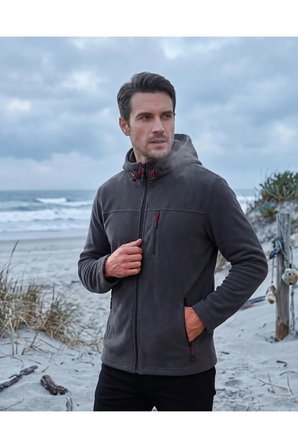 ERKEK Kapüşonlu koyu gri Polar 3 Cepli Fermuarlı Sıcak Tutan Kışlık Outdoor Hoodie Günlük StilPro