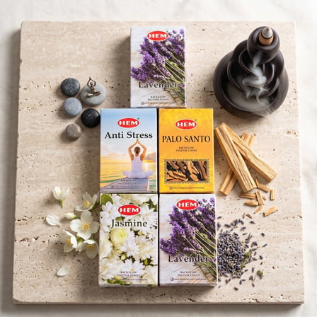 BakGelAl 4’lü Geri Akışlı Şelale Konik Tütsü Seti – Palo Santo, Lavanta, Anti Stress ve Yasemin 40 Adet