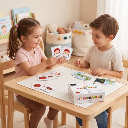 BakGelAl Zıt Kavramlar Eğitici Eşleştirme Kartları - 3+ Yaş Çocuk Okul Öncesi Zeka Oyunu
