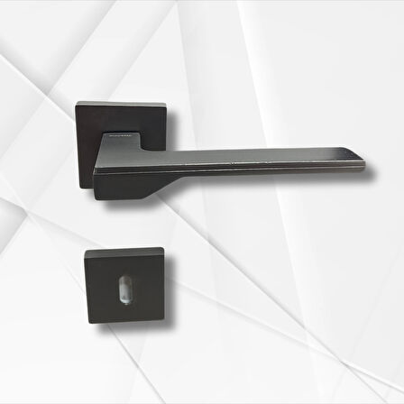 Stilo Antrasit Kare Rozetli Oda Kapı Kolu ve 40X23mm Antrasit Oda Gömme Kilit Set