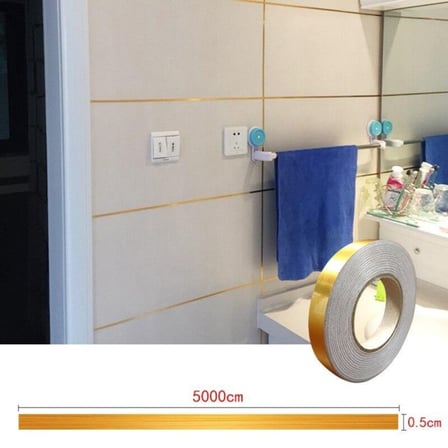 BakGelAl 50 Metre Fayans Arası Dekoratif Şerit Bant (2 Adet Set) - Altın Renk