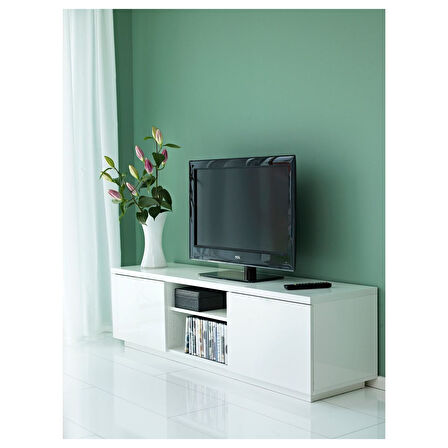 Tv sehpası, parlak beyaz, 160x42x45 cm