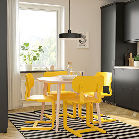 Ahşap sandalye, sarı-huş