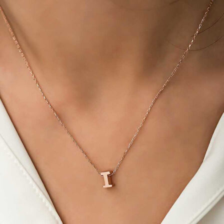 Gümüş Rose 3 Boyutlu I Harf Kadın Kolye