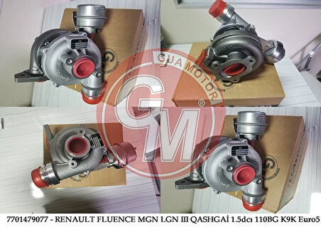 TURBO ŞARJ RENAULT FLUENCE MEGANE LOGAN 3 QASHGAİ DACIA DUSTER 4104 LODGY 1.5DCI 110BG K9K EURO5