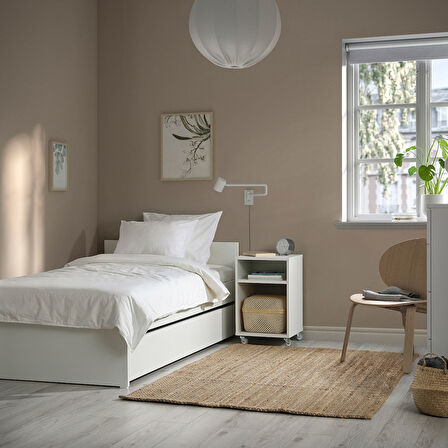 Tek kişilik karyola, beyaz, 90x200 cm, 2 çekmeceli