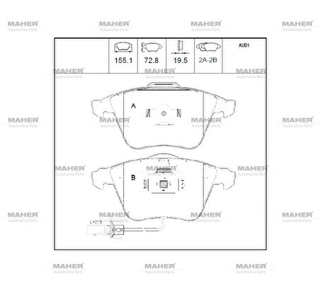 FREN BALATA A4 2005-2011 / A6 2005-2011 FİŞLİ ÖN 8E0698151G