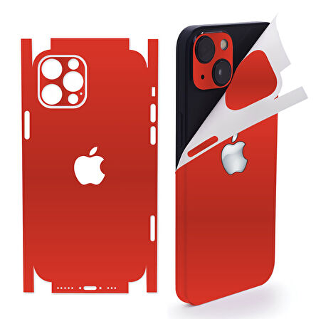 Apple İphone 14 full kaplama koruma sticker kılıfsız kullanım çizilme önleyici KIRMIZI