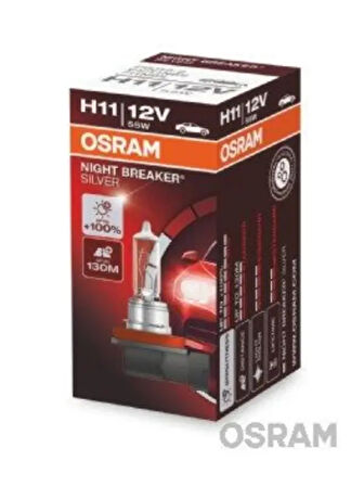 AMPUL 12V H11 55W NIGHT BREAKER SILVER (NBS) SERISI %100 GUÇLU ISIK (IKILI AMBALAJ) (ORIJINAL)
