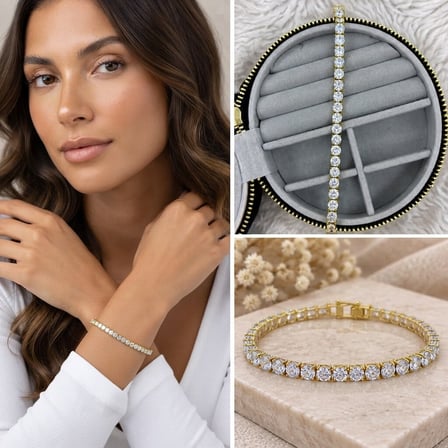 💎 Premium Parlak ve Şık Gold Renk Zirkon Taşlı Su Yolu Kadın Bileklik (~20cm) 