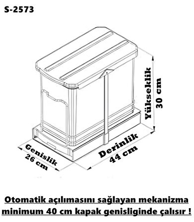 Starax 16 Lt 2573 Antrasit Teleskopik Raylı Çöp Kovası