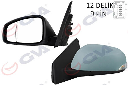 DIŞ DİKİZ AYNASI SOL MEGANE-FLUENCE 2008 ELEKTRİKLİ ISITMALI SİNYALLİ SENSÖRLÜ ISITMALI ASTARLI ASFERİK 9 FİŞ VM-6138EHPSAL 963020180R 963028938R