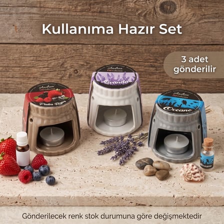 BakGelAl Seramik Buhurdanlık – Lavanta, Okyanus ve Kırmızı Meyveler Kokulu Dekoratif Aroma Buhurdanlığı