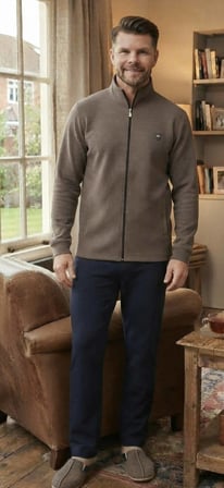 %100 Pamuk Selanik Örme Uzun Kol Mont Eşofman-Pijama Takımı Kışlık