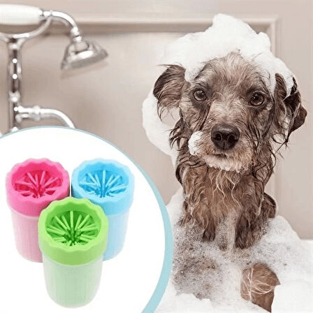 Silikon Jel Fırçalı Kedi Köpek Pati Ayak Temizleme Kovası Büyük ( Lisinya )