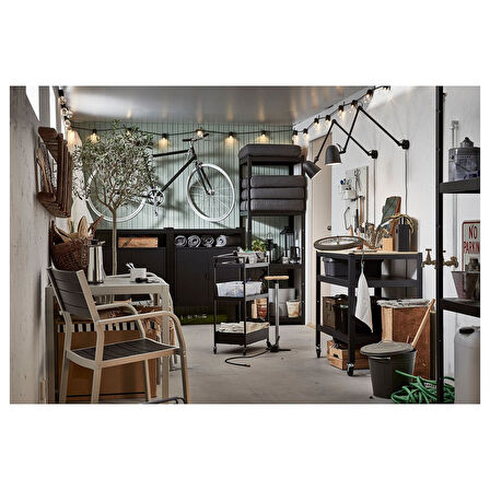 Servis arabası, siyah, 50,5x30x83 cm