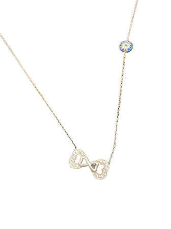 925 Ayar İthal Gümüş Sonsuzluk & Nazar Boncuğu Model Kolye Anlamlı ve Şık Tasarım, Hediye