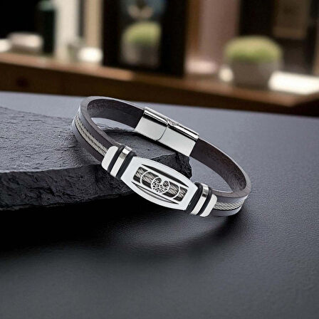  FM Hayat Ağacı Desenli Çelik Halatlı Erkek Bileklik 31834B17D3 