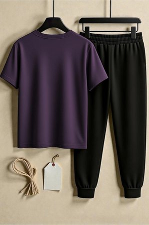 Unisex Mood Baskılı Tasarım Tişört - 2'li Eşofman Takımı