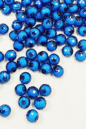 Dünya Boncuk İçten Boncuklu Bileklik Çanta Boncuğu 10 mm 50 gr Mavi - BNC465