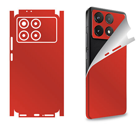 Xiaomi Poco C65 için uyumlu 360 full arka kaplama koruma sticker - KIRMIZI