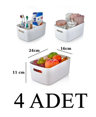 4 ADET 3.5 Lt Dolap Içi, Buzdolabı Düzenleyici, Banyo Organizer Sepet