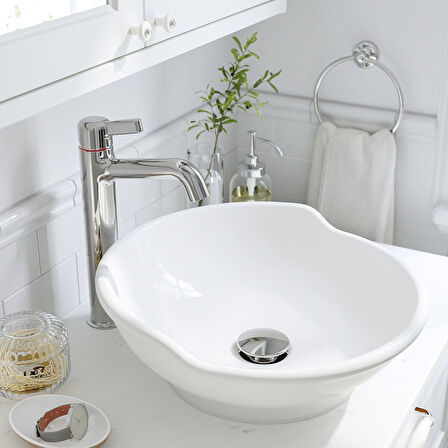 Sifonlu lavabo, beyaz, 40x14x9 cm