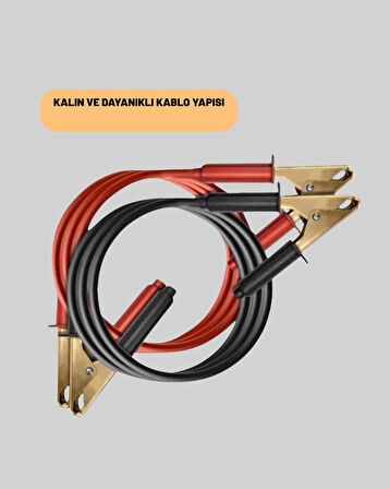 1200 Amper Jumper Kablo 2 Metre Bakır Uçlu Araç Takviye Seti