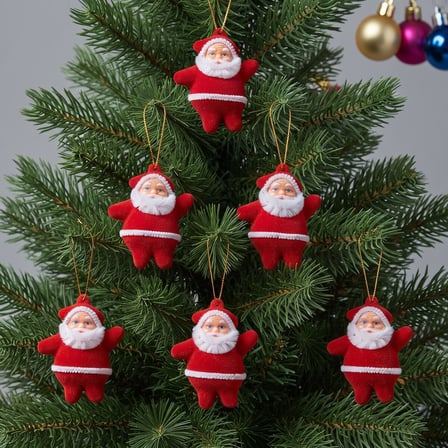 BakGelAl 6'lı Noel Baba Yılbaşı Ağacı Süsü 5 cm – Kırmızı Asılabilir Çam Ağacı Dekoru