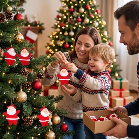 BakGelAl 6'lı Noel Baba Yılbaşı Ağacı Süsü 5 cm – Kırmızı Asılabilir Çam Ağacı Dekoru