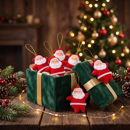 BakGelAl 6'lı Noel Baba Yılbaşı Ağacı Süsü 5 cm – Kırmızı Asılabilir Çam Ağacı Dekoru