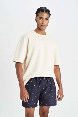 DeFacto Regular Fit Desenli File Astarlı Kısa Boy Deniz Şortu M8328AZ24HSNV100
