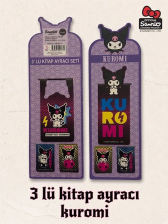 BakGelAl Sanrio Lisanslı Kuromi 3’lü Manyetik Kitap Ayracı Seti – Pop Art Tasarım