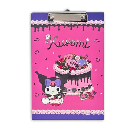 BakGelAl Kuromi Pembe Pasta ve Kalp Temalı Metal Mandal Klipsli Sekreterlik ve Bloknot Altlığı (A4 Uyumlu)