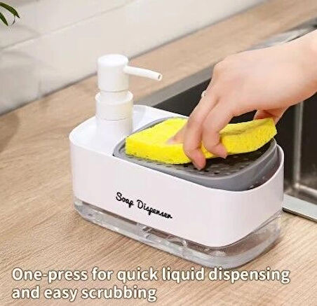 Çift Hazneli Sıvı Sabunluk ve Süngerlik Hazneli