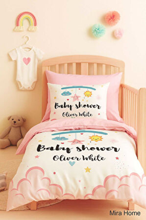 Yenidoğan Kız Bebek Nevresim Takımı &#37;100 Pamuklu  Baby Shower White