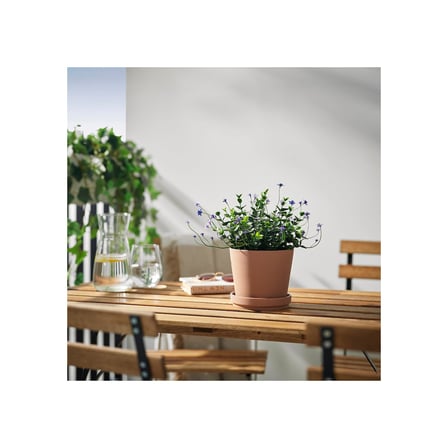 Yapay bitki, yeşil, 12 cm, çiçekli lila, iç/dış mekan