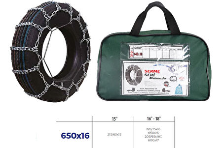 KAR ZİNCİRİ MİNİBÜS VE KAMYONET SERME 650X16 ZİNCİR EBATLARI İÇİN RESİME BAKINIZ