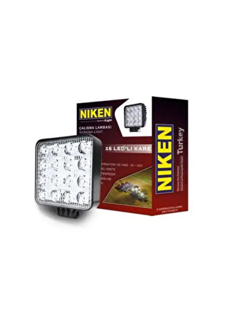 CALISMA LAMBASI 16 LEDLI KARE 12V 24V