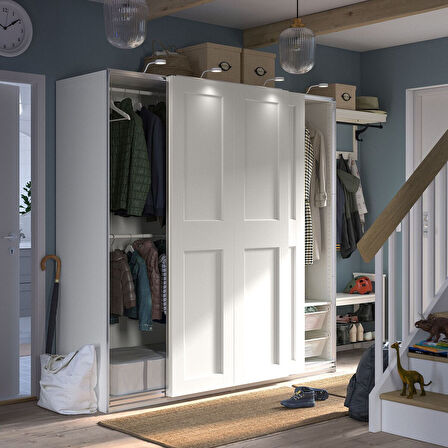 PAX sürgü kapaklı gardırop, beyaz, 200x66x201 cm