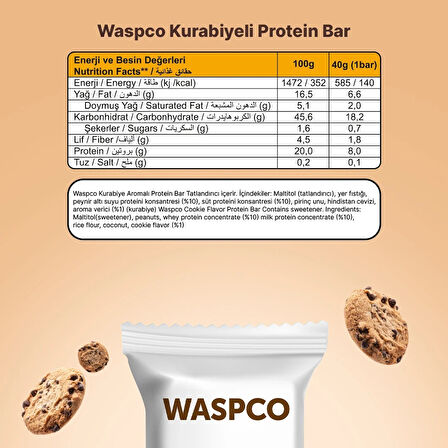 Waspco Kurabi̇ye Aromalı Protein Bar 40 Gr