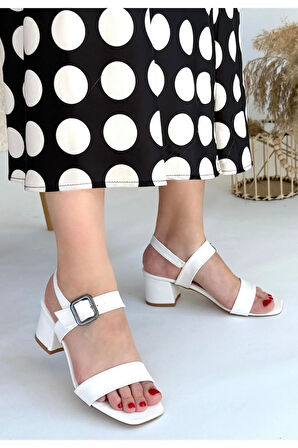 Year Beyaz Cilt Topuklu Ayakkabı