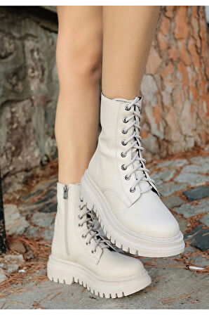 Toan Bej Cilt Bağcıklı Bot - Lisinya