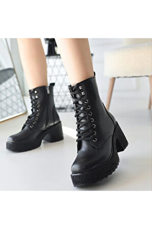 Emilla Siyah Cilt Bağcıklı Kadın Bot