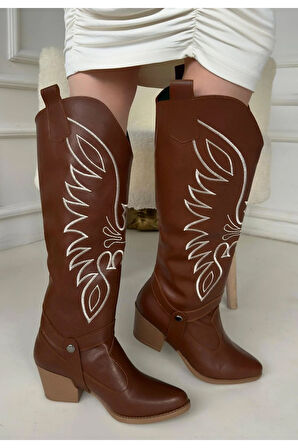 Jilla Taba Cilt Tak Çıkar Topuklu Bot Ve Çizme