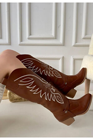 Jilla Taba Cilt Tak Çıkar Topuklu Bot Ve Çizme