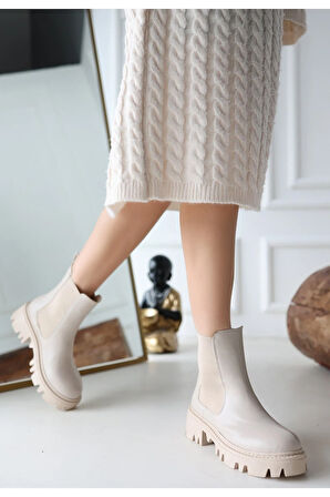 eyesof Ninle Bej Cilt Topuklu Bot