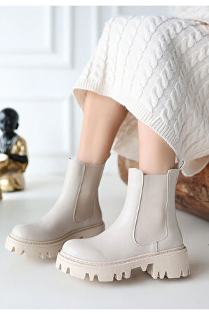 eyesof Ninle Bej Cilt Topuklu Bot