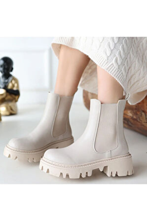 eyesof Ninle Bej Cilt Topuklu Bot